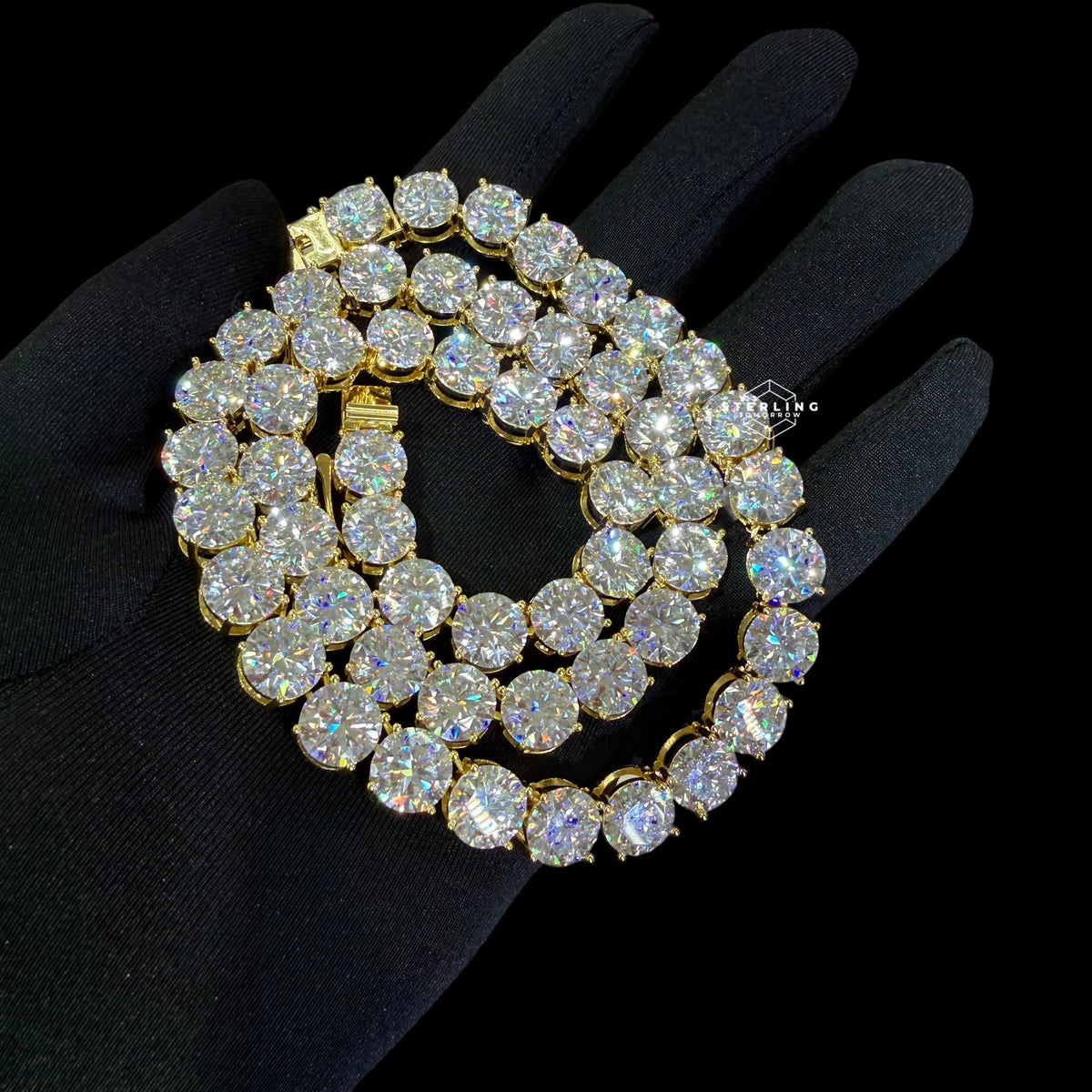 10mm Moissanite Tennis Chain 14k Gold Plated