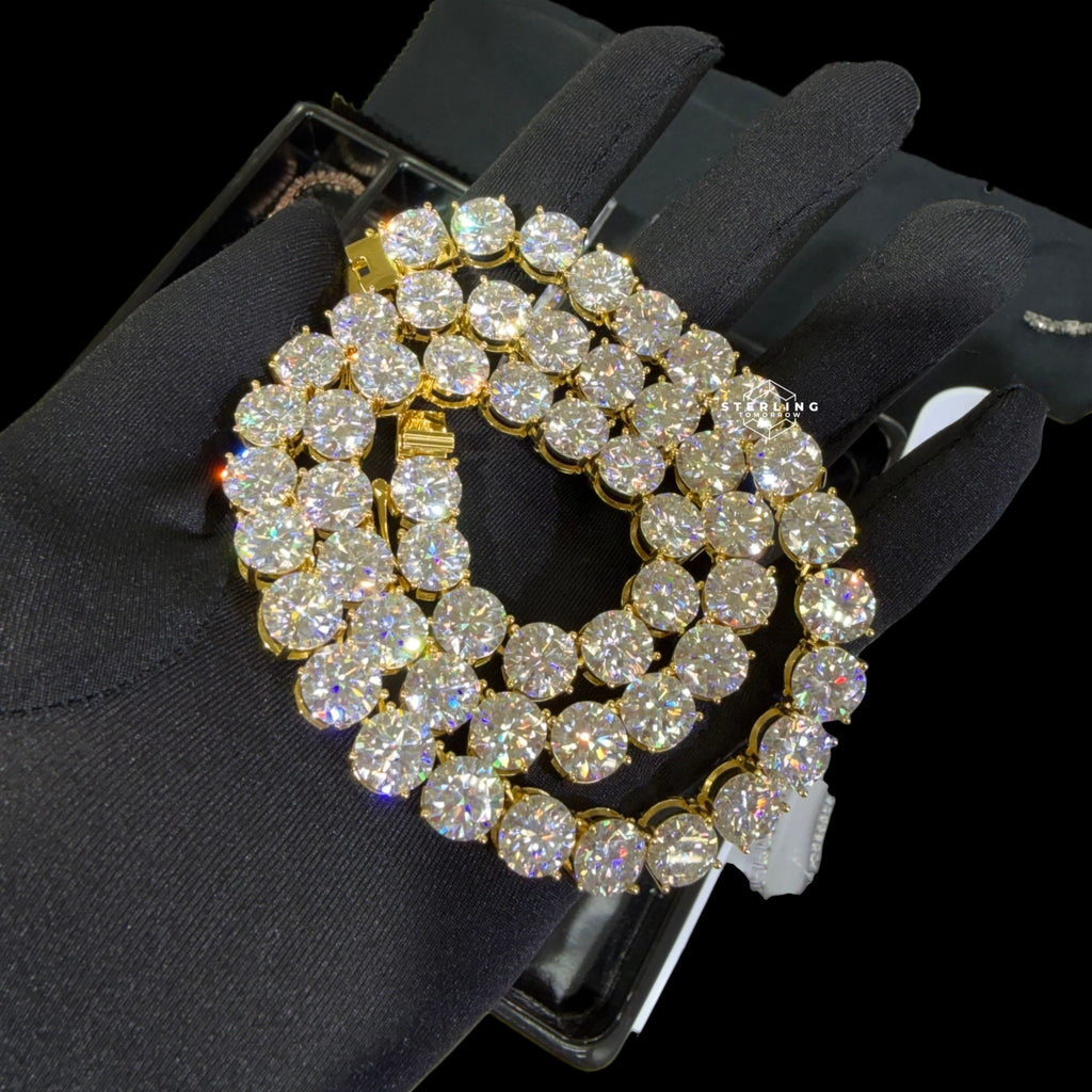 10mm Moissanite Tennis Chain 14k Gold Plated
