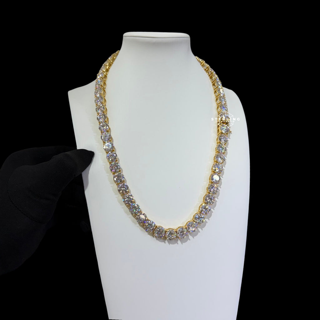 10mm Moissanite Tennis Chain 14k Gold Plated