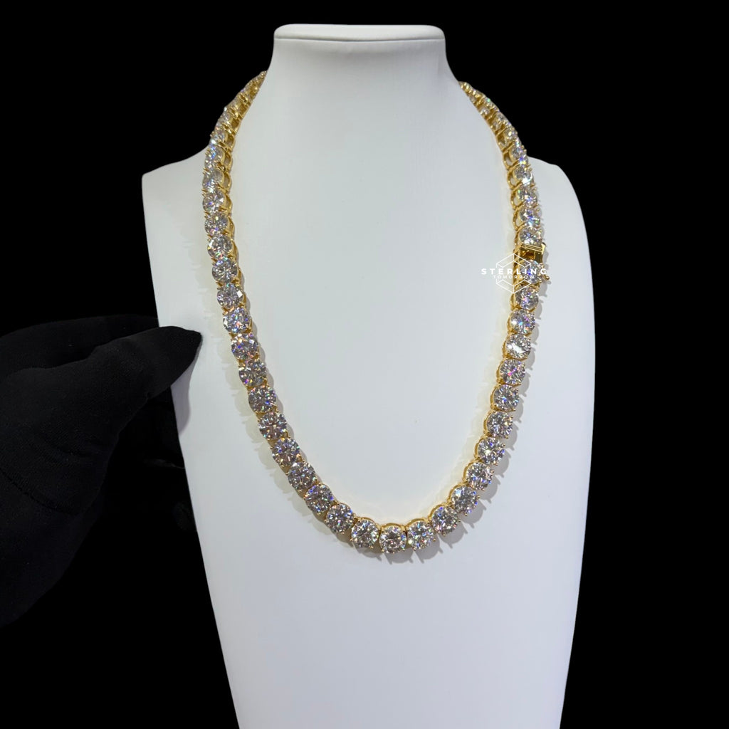 10mm Moissanite Tennis Chain 14k Gold Plated