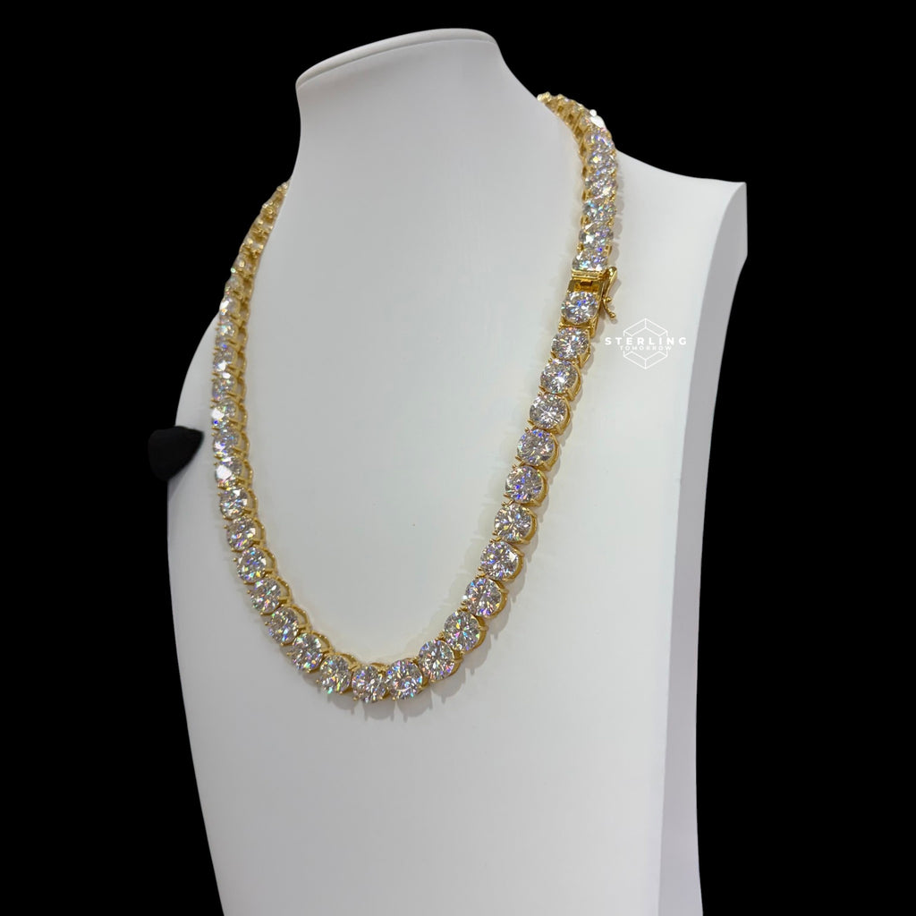 10mm Moissanite Tennis Chain 14k Gold Plated