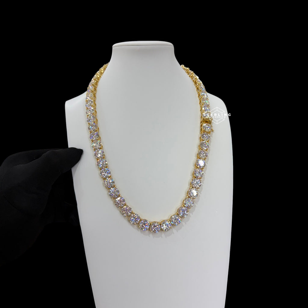 10mm Moissanite Tennis Chain 14k Gold Plated