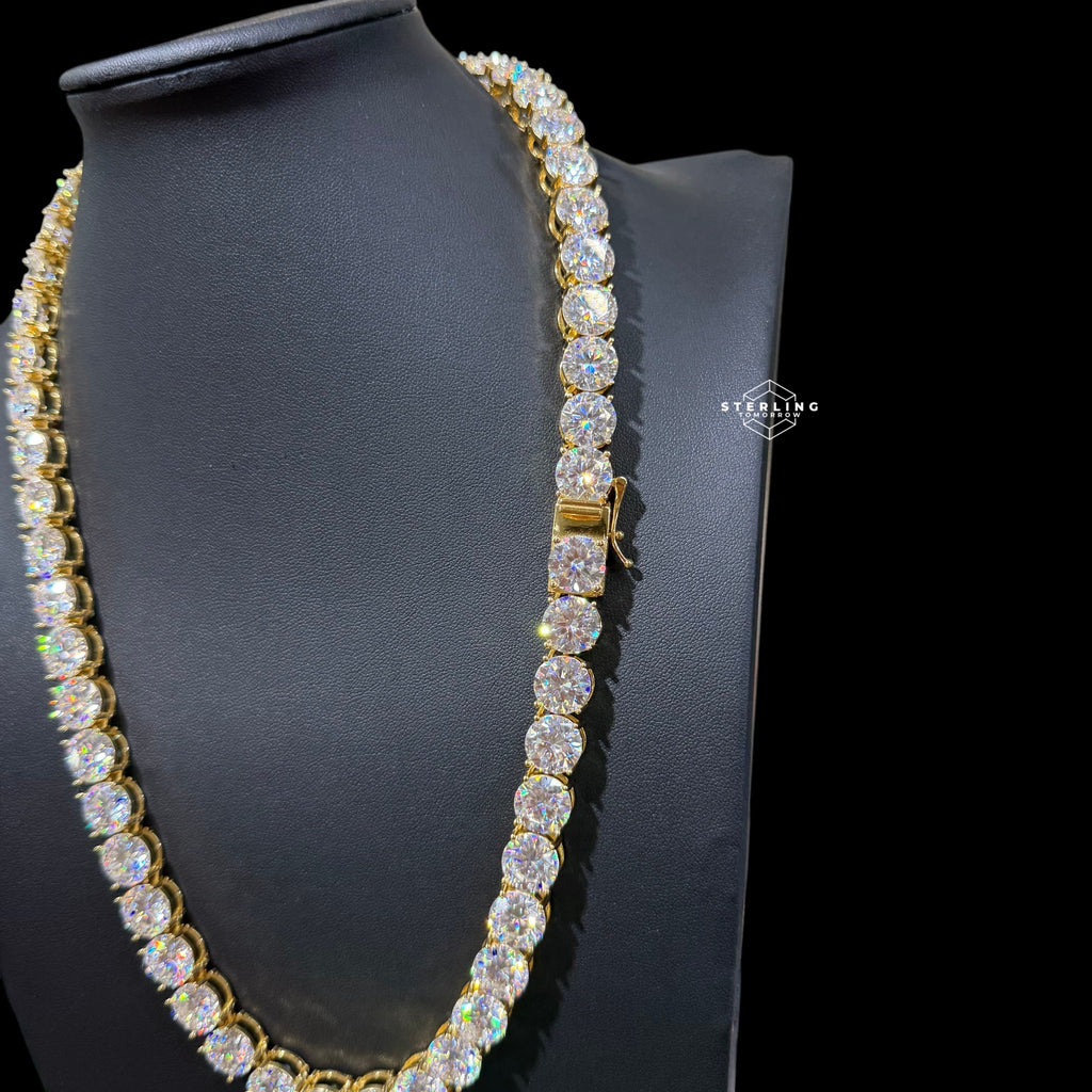 10mm Moissanite Tennis Chain 14k Gold Plated