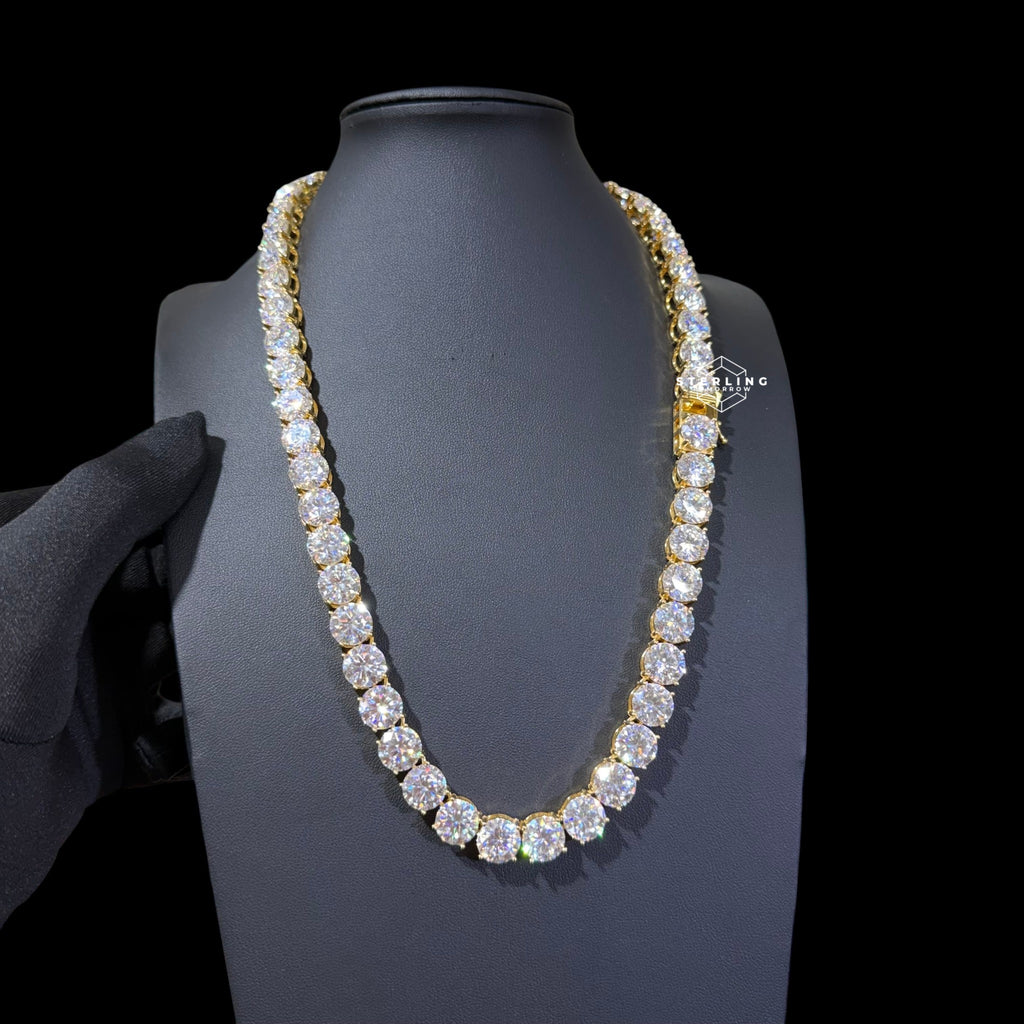 10mm Moissanite Tennis Chain 14k Gold Plated