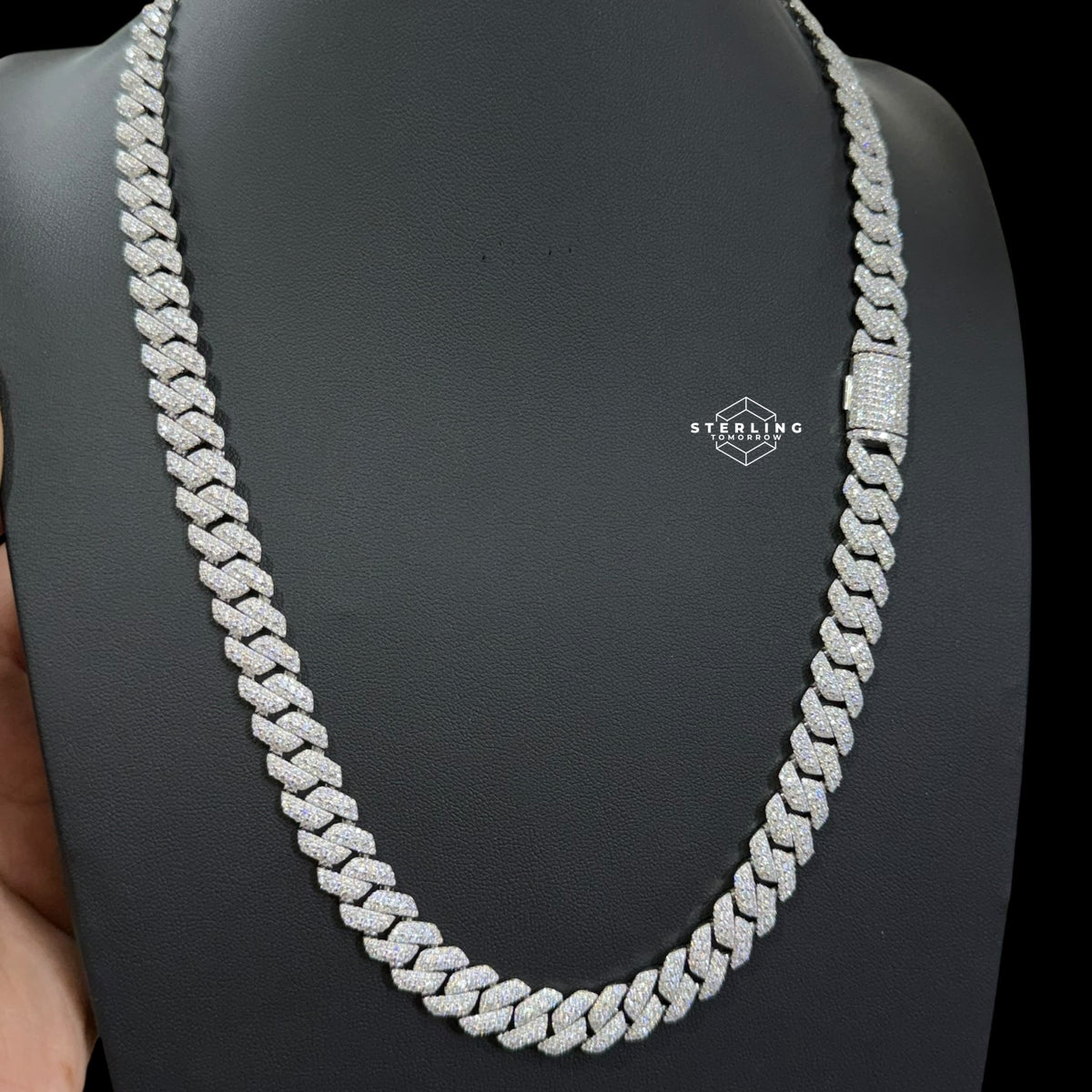 10mm Moissanite 3D Prong Cuban Chain