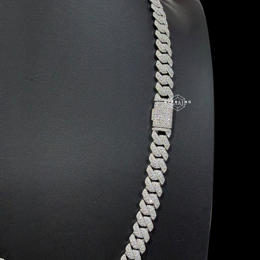 10mm Moissanite 3D Prong Cuban Chain