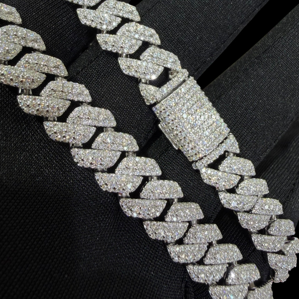 10mm Moissanite 3D Prong Cuban Chain