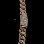 10mm 22" Rose Gold Moissanite Miami Cuban Link Chain, 925 Sterling Silver Iced Out Hip Hop Necklace