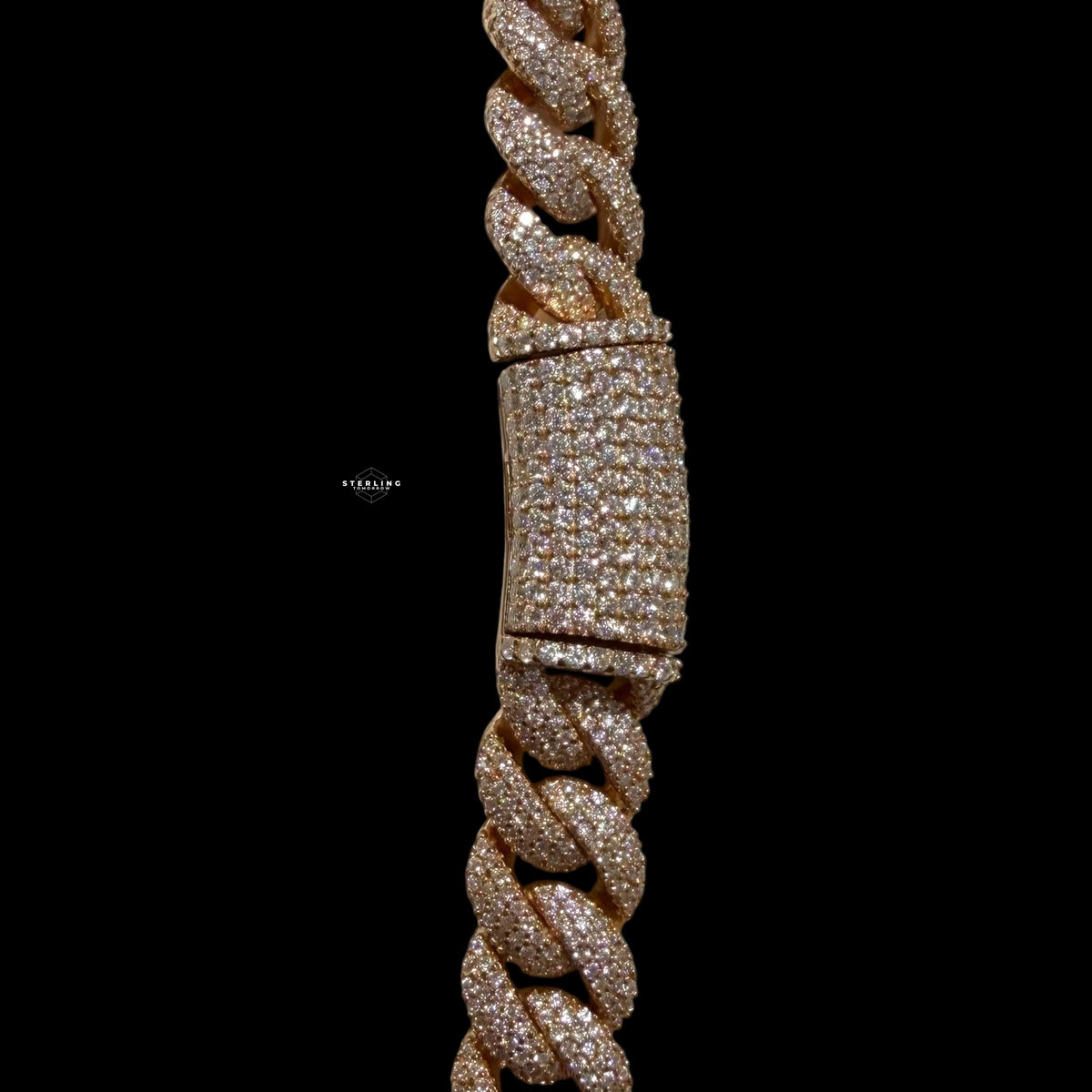 10mm 22" Rose Gold Moissanite Miami Cuban Link Chain, 925 Sterling Silver Iced Out Hip Hop Necklace