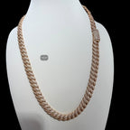 10mm 22" Rose Gold Moissanite Miami Cuban Link Chain, 925 Sterling Silver Iced Out Hip Hop Necklace