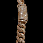 10mm 22" Rose Gold Moissanite Miami Cuban Link Chain, 925 Sterling Silver Iced Out Hip Hop Necklace