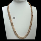 10mm 22" Rose Gold Moissanite Miami Cuban Link Chain, 925 Sterling Silver Iced Out Hip Hop Necklace