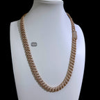10mm 22" Rose Gold Moissanite Miami Cuban Link Chain, 925 Sterling Silver Iced Out Hip Hop Necklace