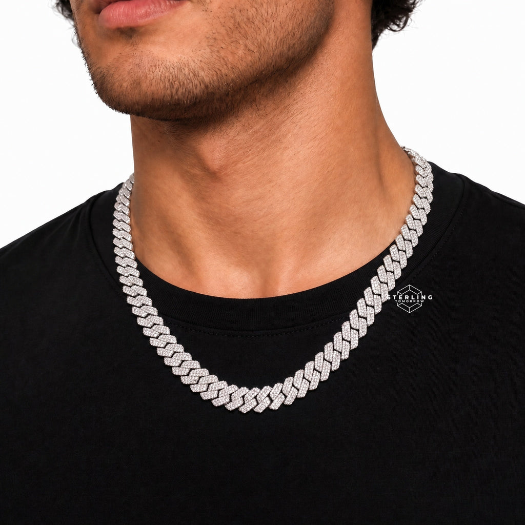 12mm 3D Prong Moissanite Cuban Chain