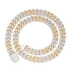 3D Set Moissanite Cuban Chain 14mm 22" - Gold Over 925 Silver Two Tone