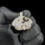 14K Gold Iced Out Puppy Dog Pendant | CZ Diamond Hip Hop Necklace | Dollar Sign Eyes Bling Charm