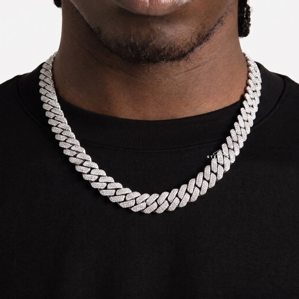13mm Square Moissanite Cuban Chain