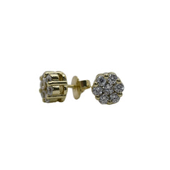 Cluster Stud 14K Gold Tone Earrings Sparkling Floral Design, Elegant & Affordable