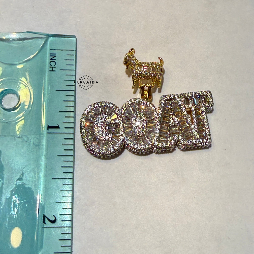 14K Gold Plated Iced Out “GOAT” Pendant | Bold Hip Hop Pendant with Free Chain