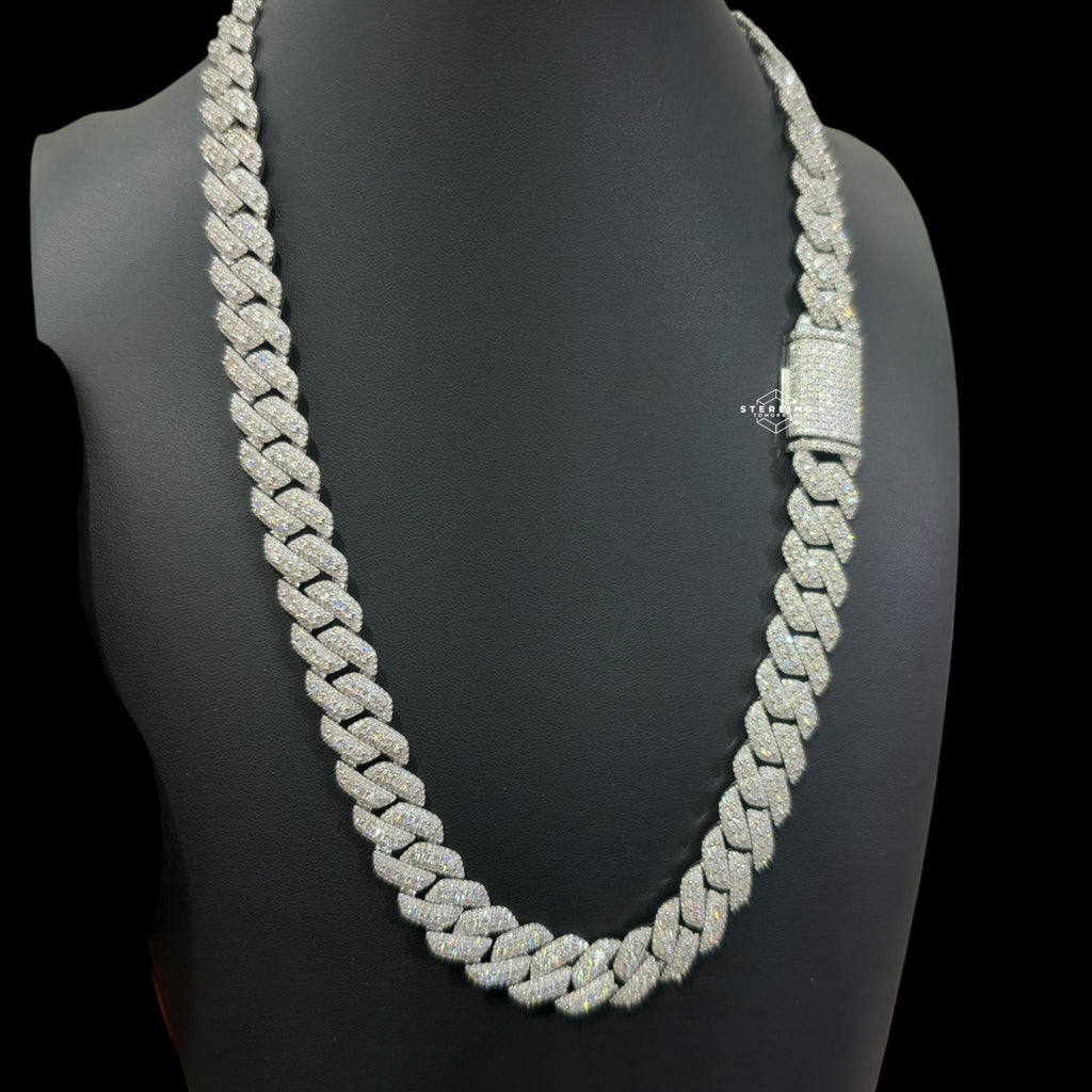 14mm Moissanite 3D Prong Cuban Chain
