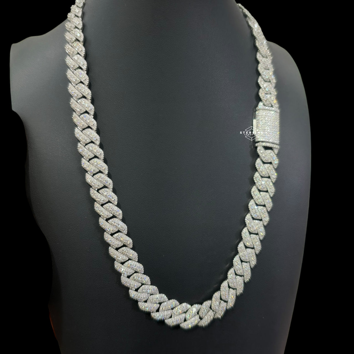 14mm Moissanite 3D Prong Cuban Chain