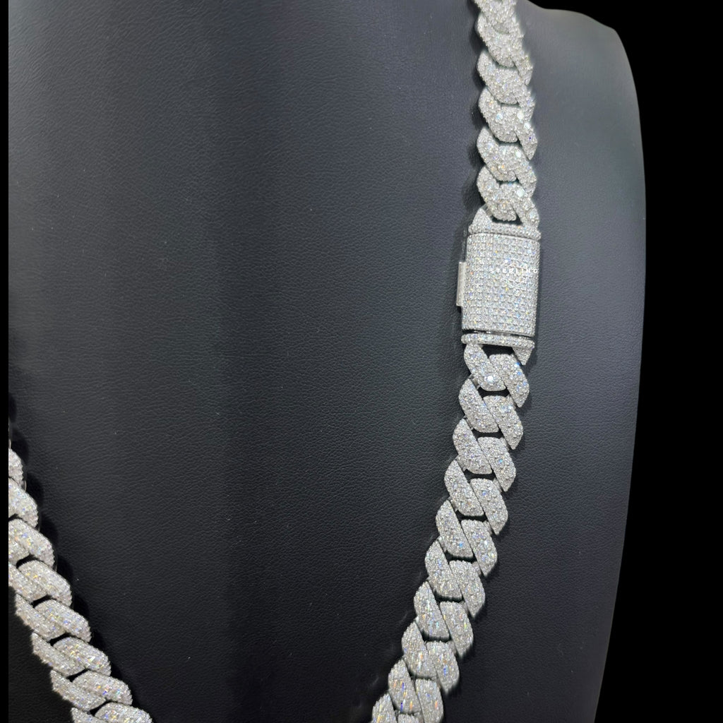 14mm Moissanite 3D Prong Cuban Chain