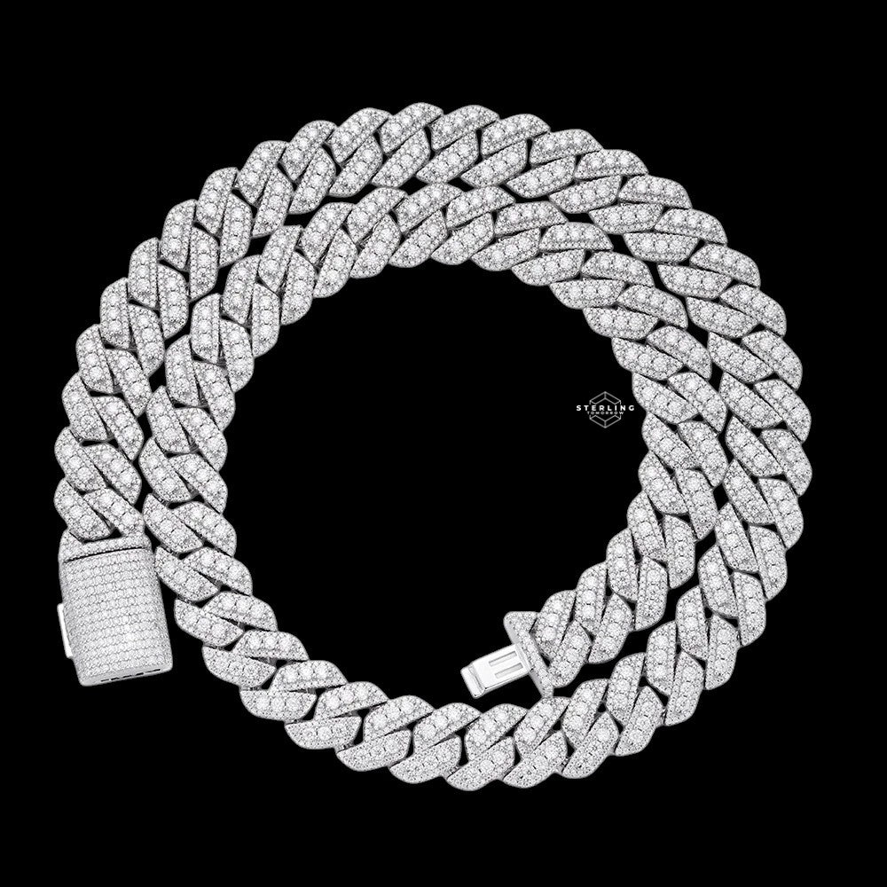 14mm Moissanite 3D Prong Cuban Chain