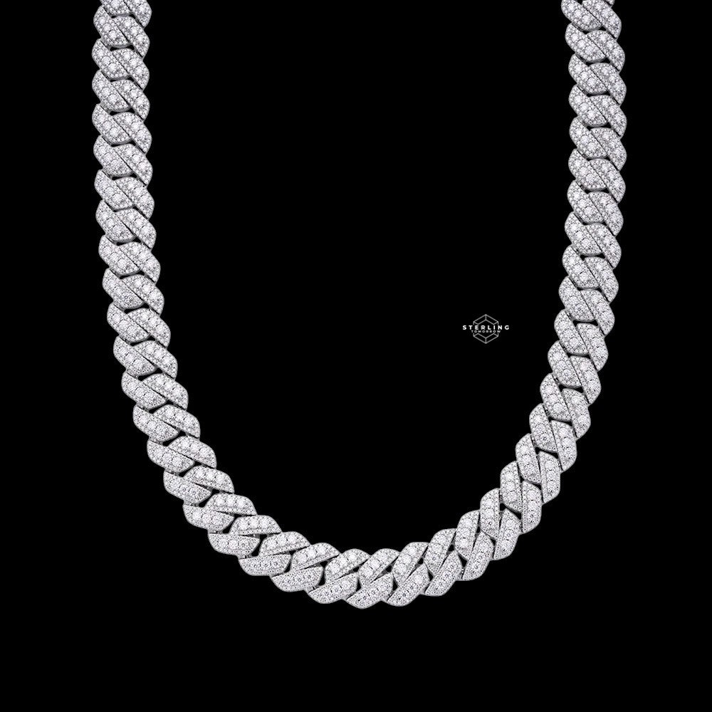 14mm Moissanite 3D Prong Cuban Chain