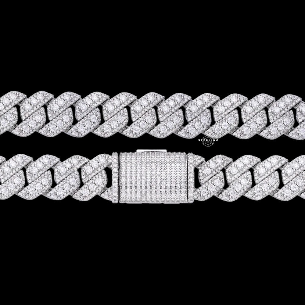 14mm Moissanite 3D Prong Cuban Chain