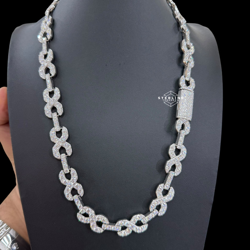 14mm Moissanite Infinity Chain 925 Silver