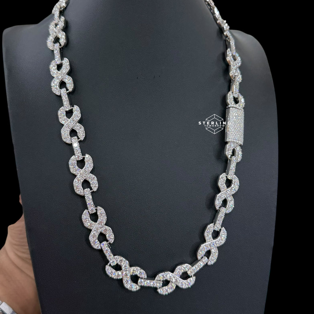 14mm Moissanite Infinity Chain 925 Silver
