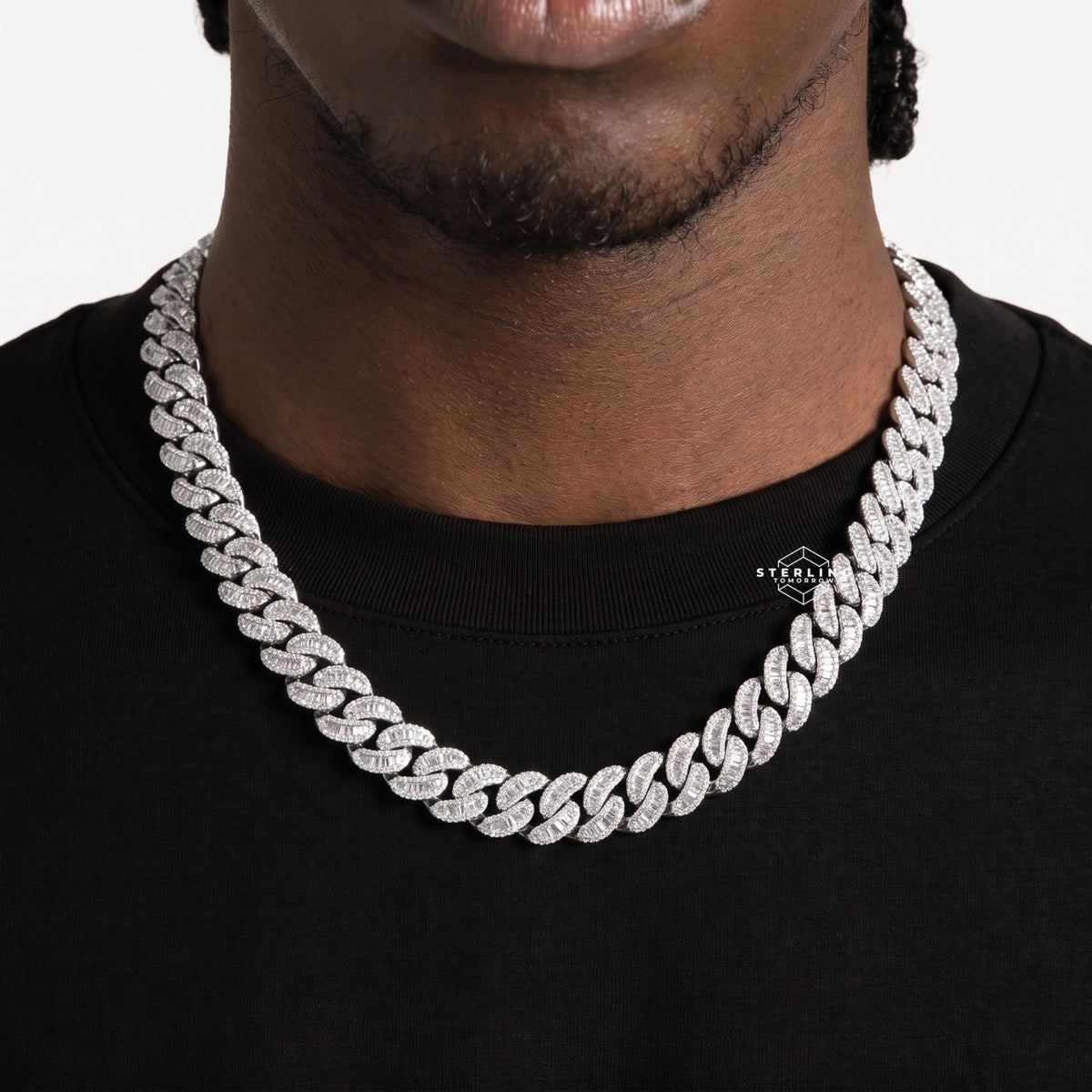 15mm Baguette Moissanite Cuban Chain