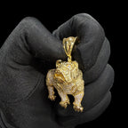 14K Gold Iced Out Bulldog Pendant | CZ Diamond Hip Hop Dog Necklace | 3D Bulldog Bling Charm