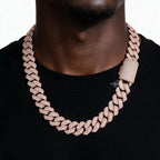 20mm Rose Gold Moissanite 3D Prong Cuban Chain
