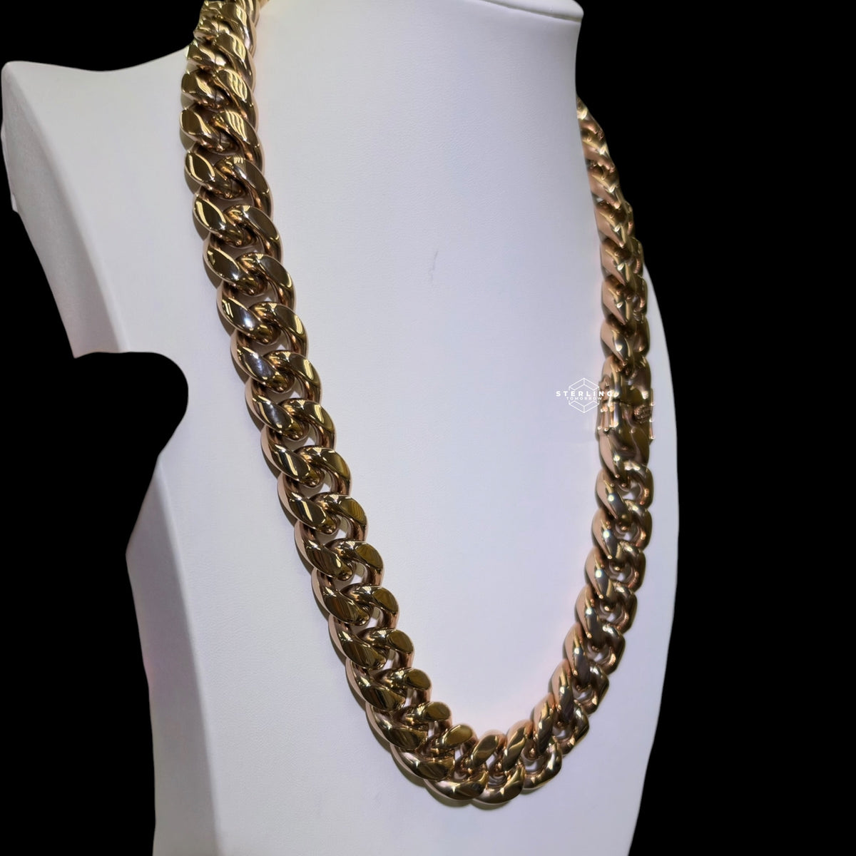 20mm Rose Gold Stainless Steel Cuban Chain 24"