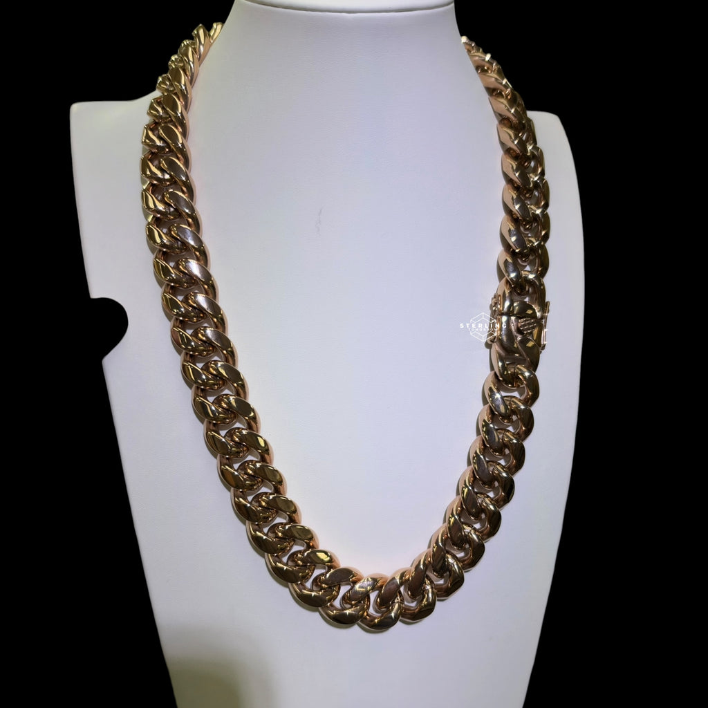 20mm Rose Gold Stainless Steel Cuban Chain 24"