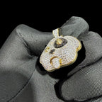 14K Gold Iced Out Puppy Dog Pendant | CZ Diamond Hip Hop Necklace | Dollar Sign Eyes Bling Charm