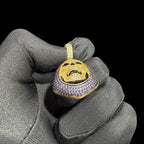 14K Gold Iced Out Skull Pendant | Black & Purple CZ Diamond Hip Hop Necklace