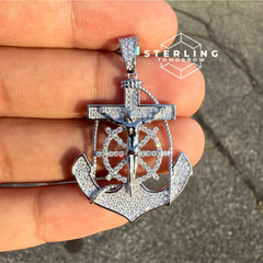 Anchor Jesus Crucifix Moissanite Pendant