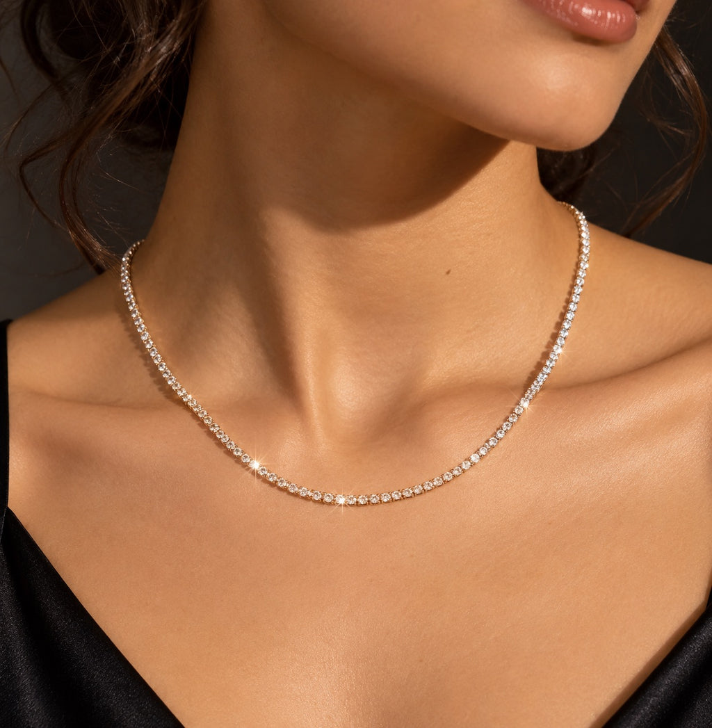 2mm Moissanite Tennis Chain Gold Finish