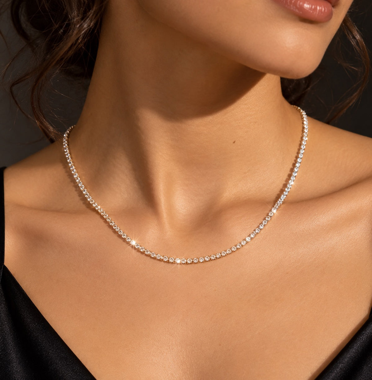 2mm Moissanite Tennis Chain Gold Finish