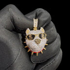 14K Gold Iced Out Bulldog Pendant | CZ Diamond Hip Hop Dog Necklace | Dollar Sign Sunglasses Bling Charm
