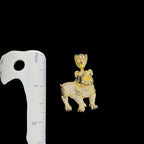 14K Gold Iced Out Bulldog Pendant | CZ Diamond Hip Hop Dog Necklace | 3D Bulldog Bling Charm