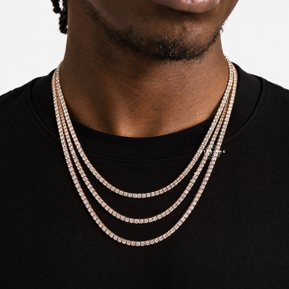 3mm Moissanite Rose Gold Tennis Chain Necklace