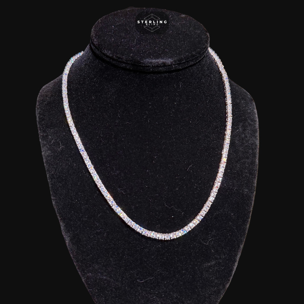 3mm 14k White Gold Finish Tennis Chain Necklace