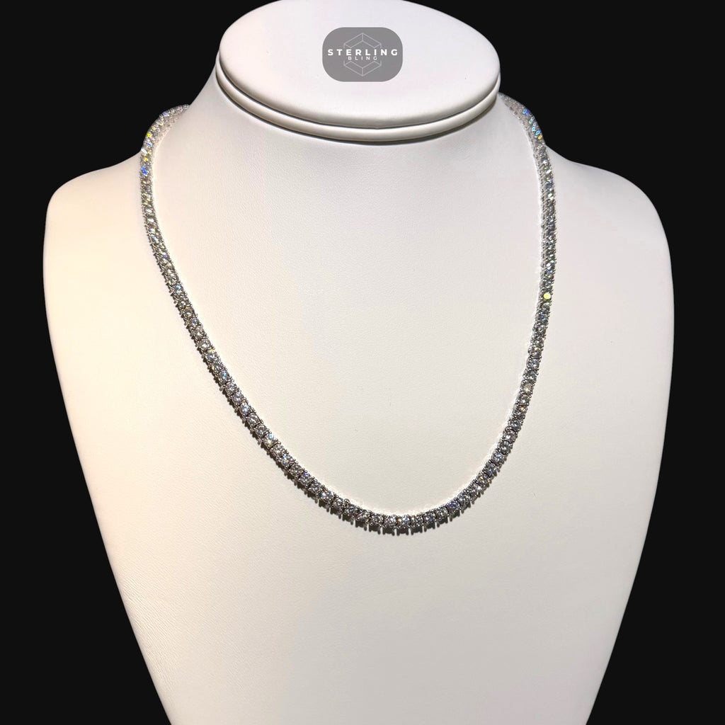 3mm 14k White Gold Finish Tennis Chain Necklace