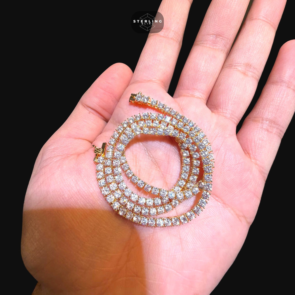 14K Yellow Gold Plated CZ Tennis Necklace