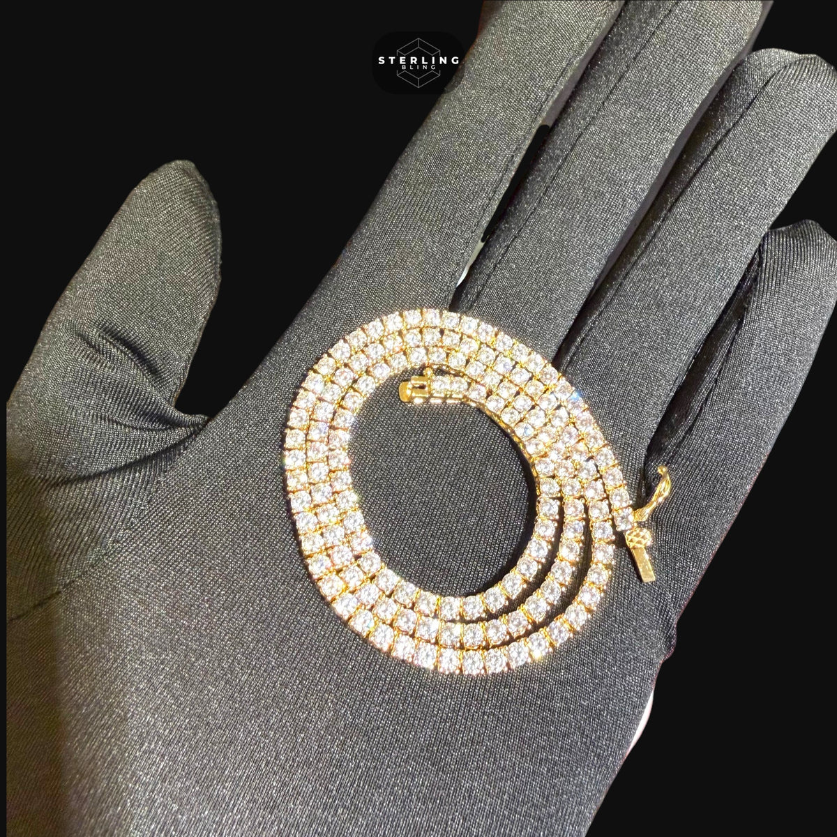 14K Yellow Gold Plated CZ Tennis Necklace