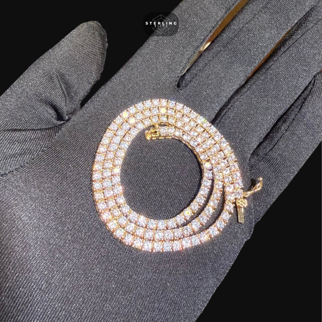 14K Yellow Gold Plated CZ Tennis Necklace
