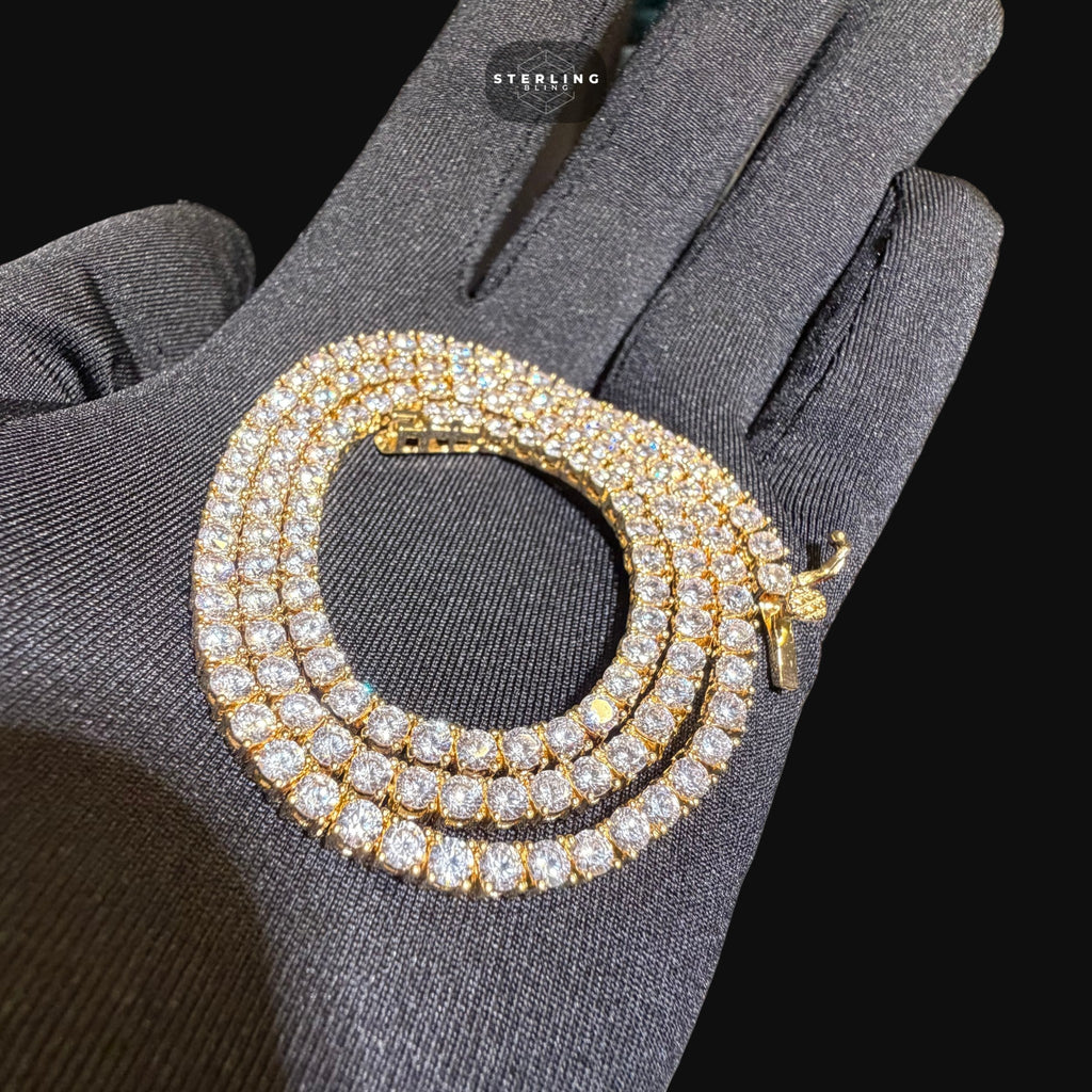 14K Yellow Gold Plated CZ Tennis Necklace